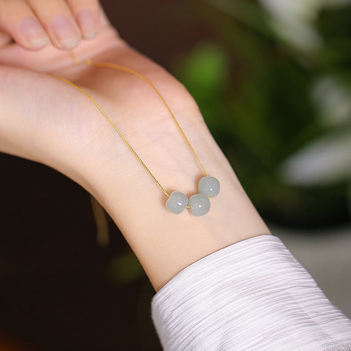 Buddha Stones925 スターリングシルバー 天然和田翡翠 シアン翡翠 幸運の笑う仏陀 蝶のネックレスペンダント - 和田玉ビーズ3個 - image 11