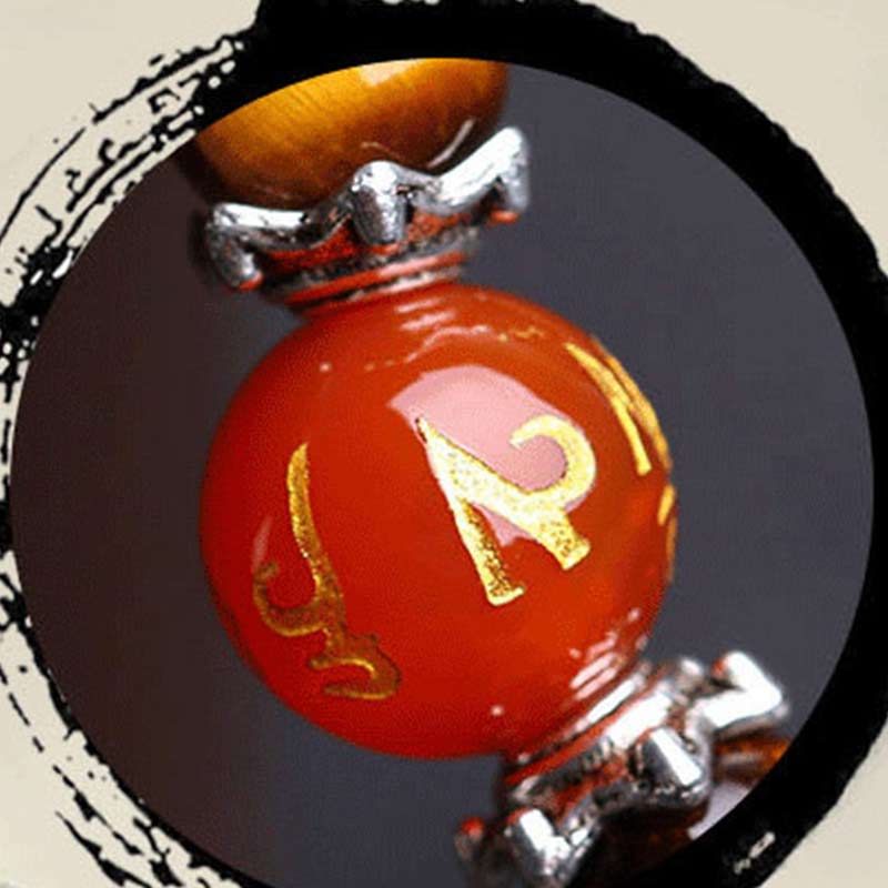 中国の十二支108ビーズ黒曜石タイガーアイ幸運Malaブレスレット