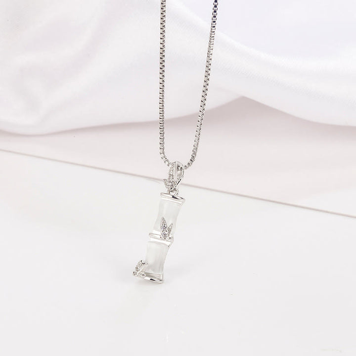 Buddha Stonesカルセドニー竹模様ハーモニーネックレスペンダント