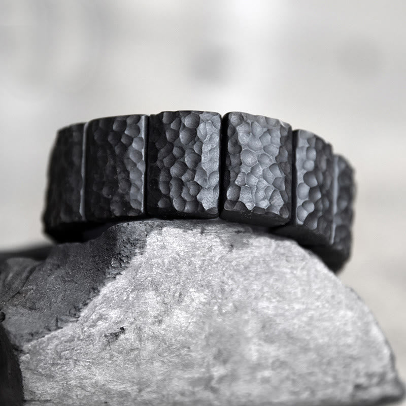 Buddha Stonesヴィンテージ黒檀木目テクスチャ平和カップルブレスレット
