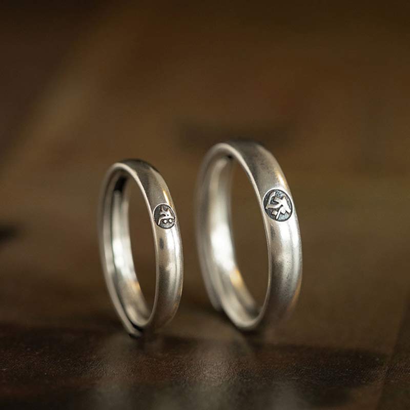 Buddha Stones925 スターリングシルバー十二支誕生仏の祝福 カップルリング