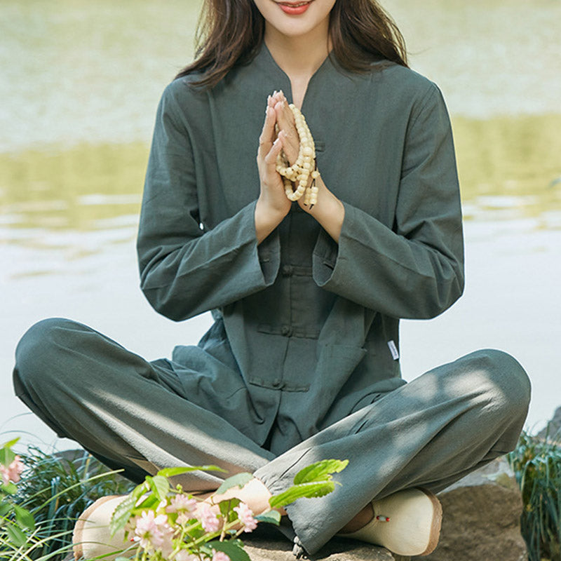 Buddha Stonesスピリチュアル 禅 ヨガ 瞑想 祈り ユニフォーム コットン リネン 衣類 レディース セット - image 0