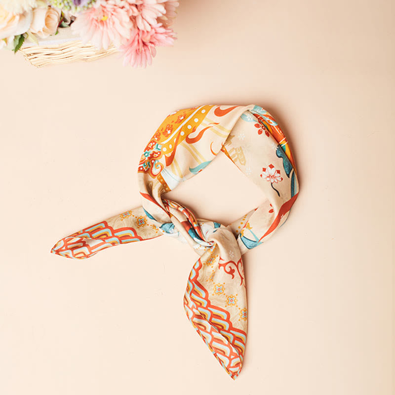 Buddha Stones敦煌日月山 100% 桑シルクスカーフ 敦煌ショール