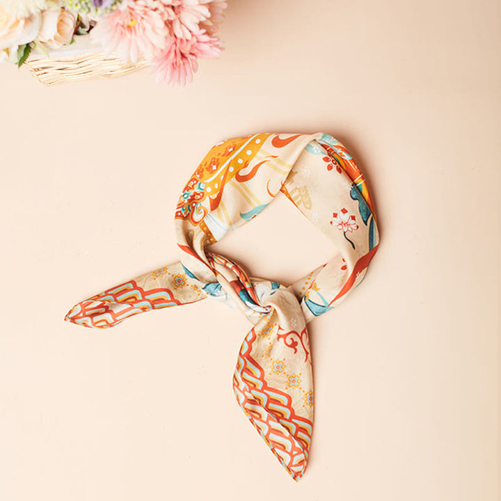 Buddha Stones敦煌日月山 100% 桑シルクスカーフ 敦煌ショール