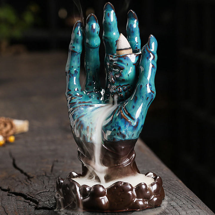 Buddha Stonesハロウィン ゴーストハンド スカルヘッド セラミック 平和 癒し 香炉 装飾