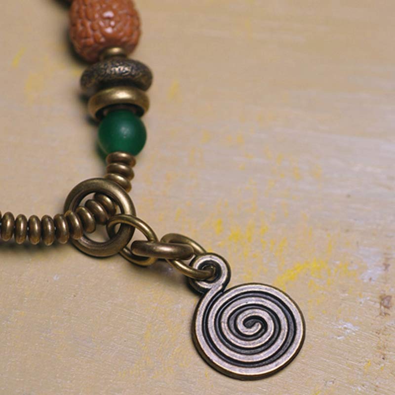 Buddha Stones108Malaルドラークシャ ビーズ 菩提樹 シード ビーズ 幸運 縁起 タッセル ブレスレット