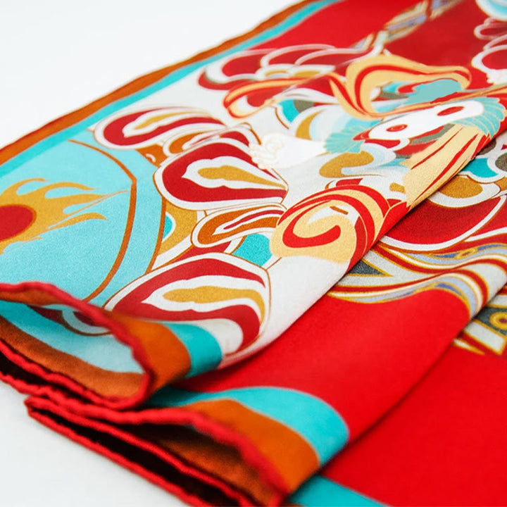 Buddha Stones敦煌 反芻 琵琶 飛翔 フレスコ画 100% 桑絹 スカーフ 高級 6A 敦煌 ショール