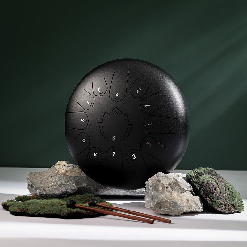 Buddha Stonesスチールタンドラム サウンドヒーリング マインドフルネス ロータスパターン ヨガドラムキット 13ノート 12インチ 打楽器