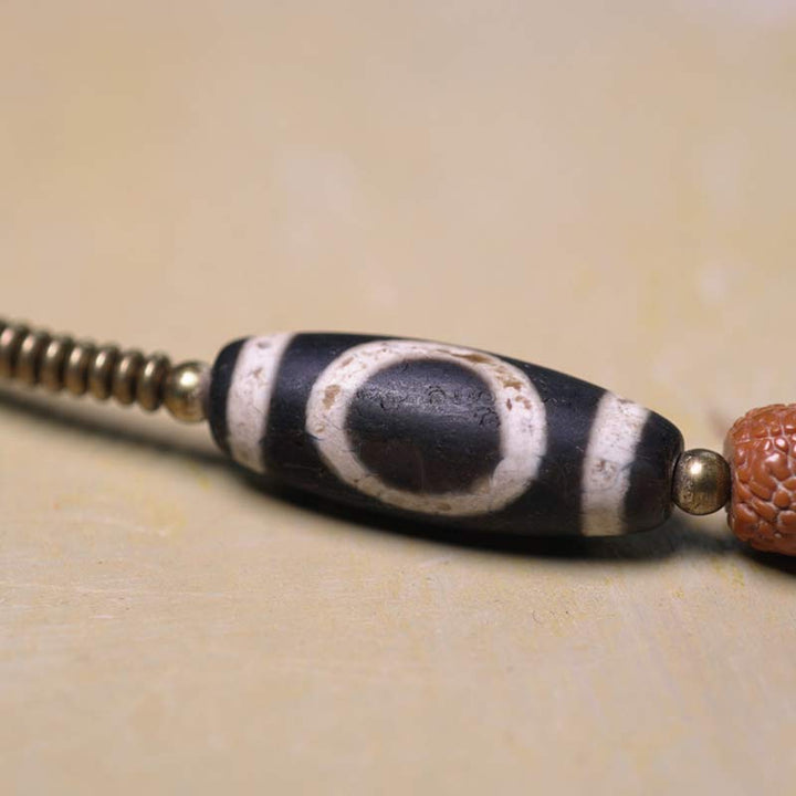 Buddha Stones108Malaルドラークシャ ビーズ 菩提樹 シード ビーズ 幸運 縁起 タッセル ブレスレット