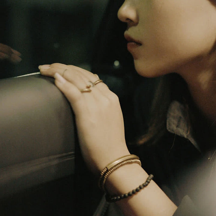 Buddha Stonesヴィンテージ溶岩銅サポートブレスレット