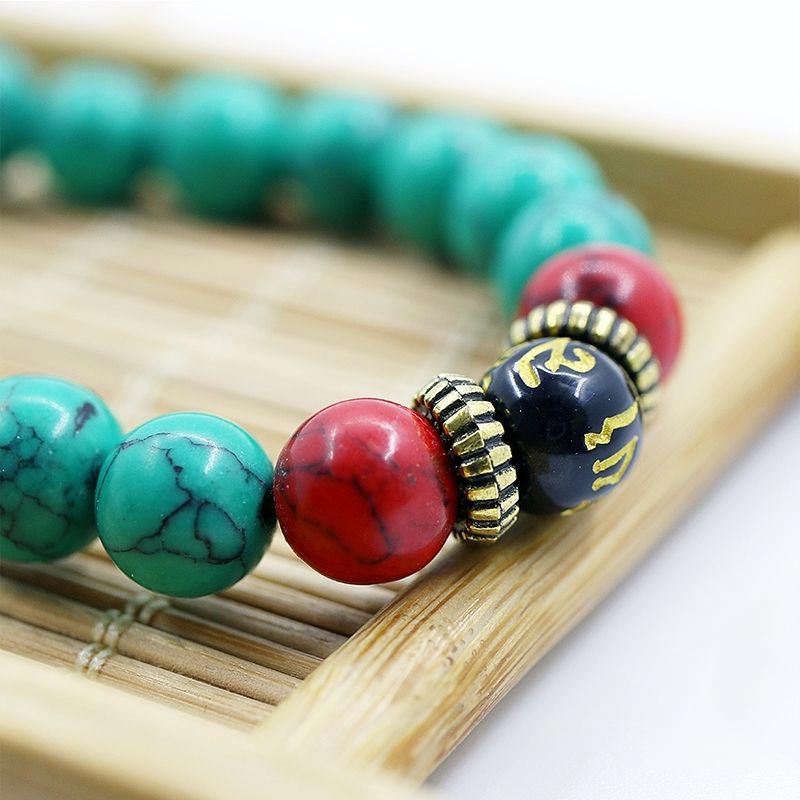 Buddha Stonesチベットターコイズ浄化ネックレスMala