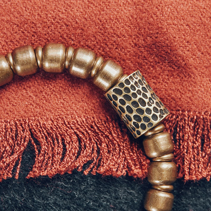 チベット産レッドアゲート、グリーンアゲート、銅製自信幸運ブレスレット