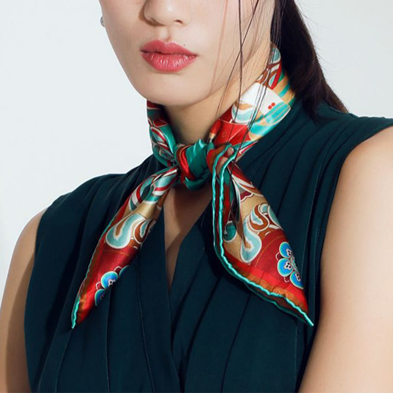 Buddha Stones敦煌 反芻 琵琶 飛翔 フレスコ画 100% 桑絹 スカーフ 高級 6A 敦煌 ショール