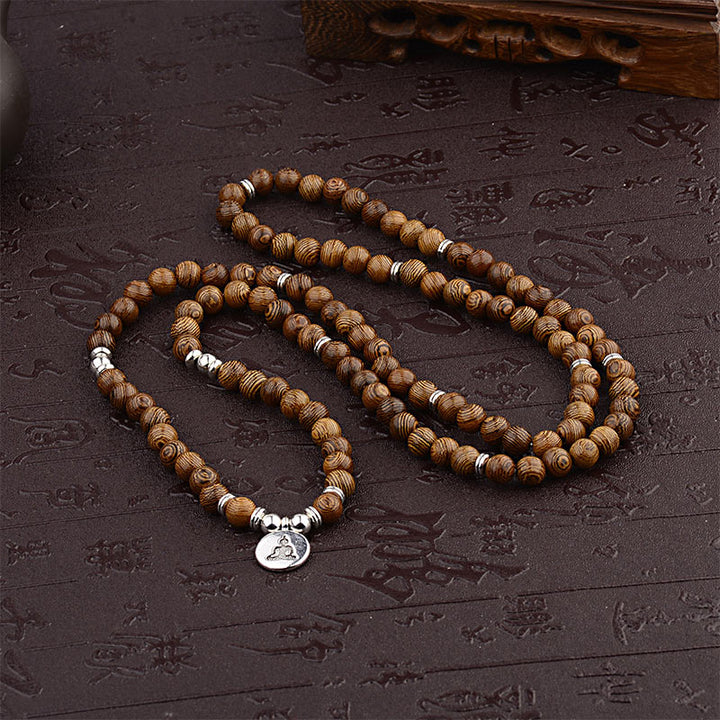 Buddha Stonesチベット雷撃木製ブレスレット 蓮華仏Mala