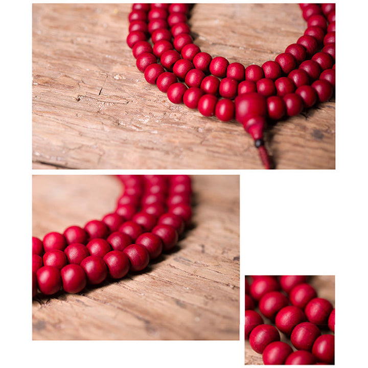 Buddha Stones 108Mala天然アベリアビフローラ 木製 保護ブレスレット