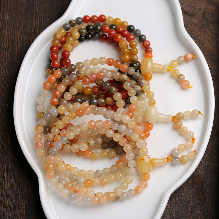 Buddha Stones108 ビーズ 天然赤瑪瑙Mala守護ブレスレット