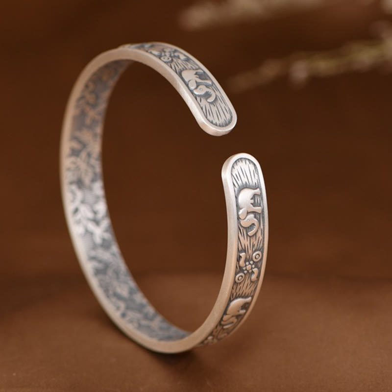 Buddha Stones999スターリングシルバー 象の強さと知恵のブレスレット カフバングル - image 2