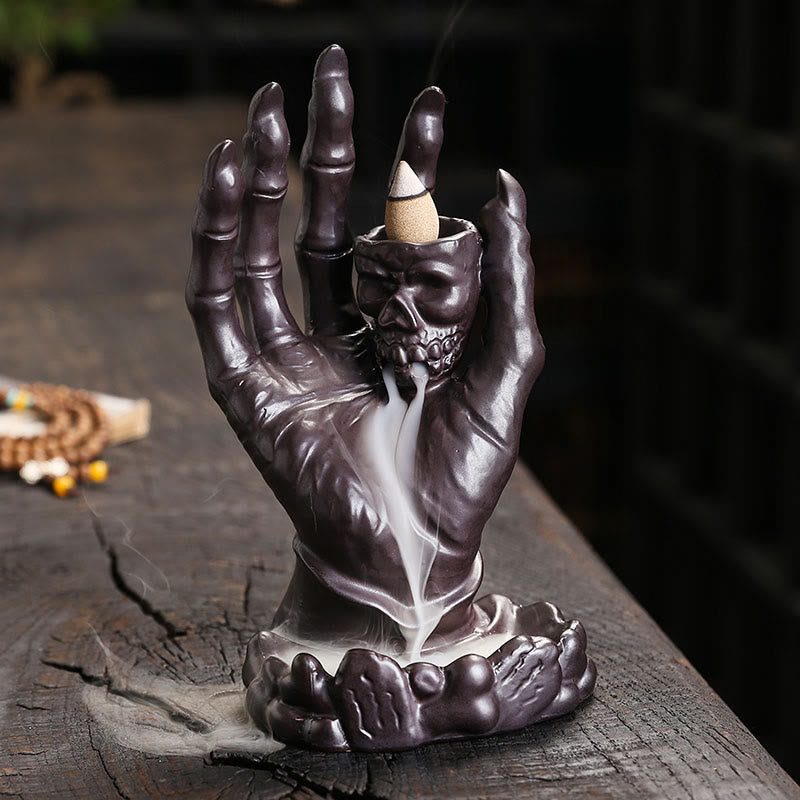 Buddha Stonesハロウィン ゴーストハンド スカルヘッド セラミック 平和 癒し 香炉 装飾