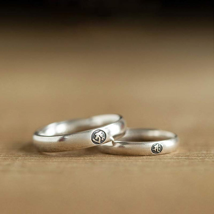 Buddha Stones925 スターリングシルバー十二支誕生仏の祝福 カップルリング