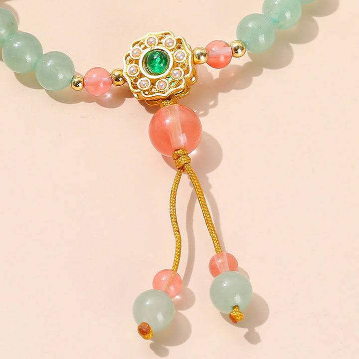 Buddha Stonesグリーンアベンチュリン 幸運ビーズ タッセルブレスレット