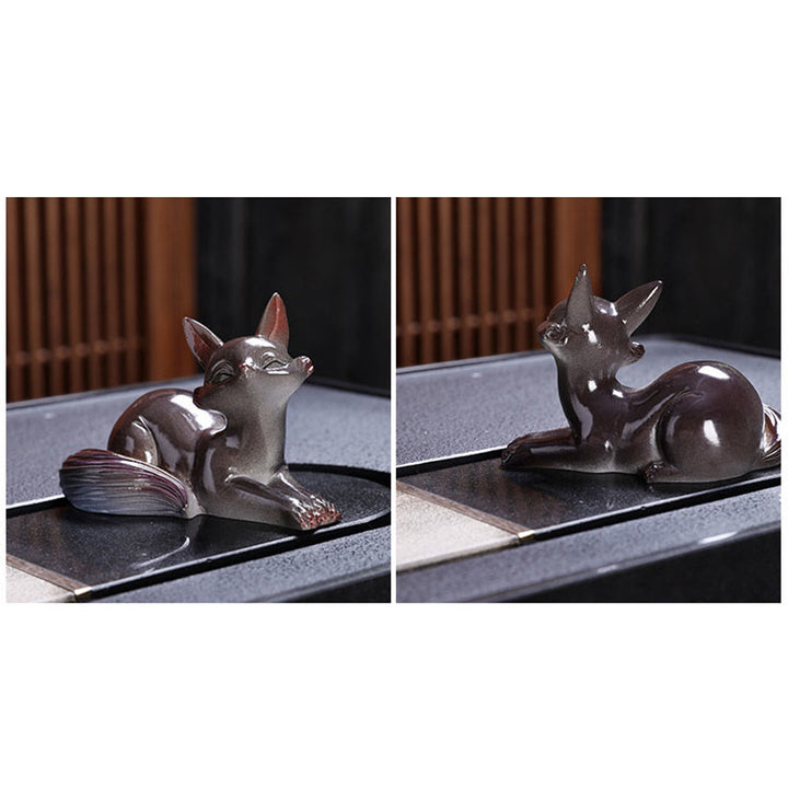 色が変わるBuddha Stones小さくてかわいいキツネのティーペット 樹脂製 置物 インテリア