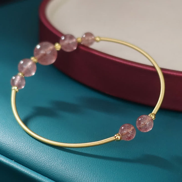 Buddha Stones天然ストロベリークォーツ ラブヒーリングブレスレット バングル