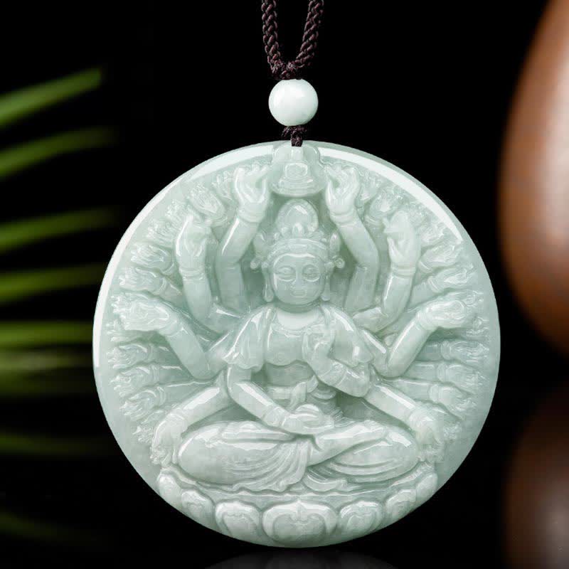 千手観音菩薩翡翠祝福紐ネックレスペンダント – jp.buddhastoneshop