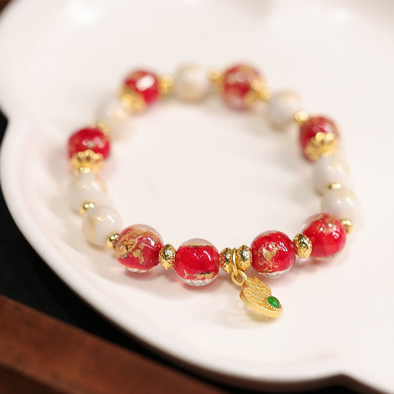 Buddha Stonesひょうたん、富の神、お守り、幸運、琉璃、ガラスビーズ、お香、灰、磁器ビーズブレスレット