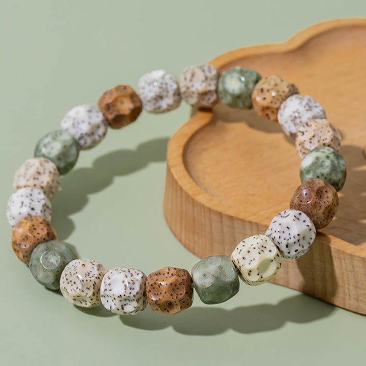 Buddha Stones天然 カラフル 菩提樹 縁起 富のブレスレット