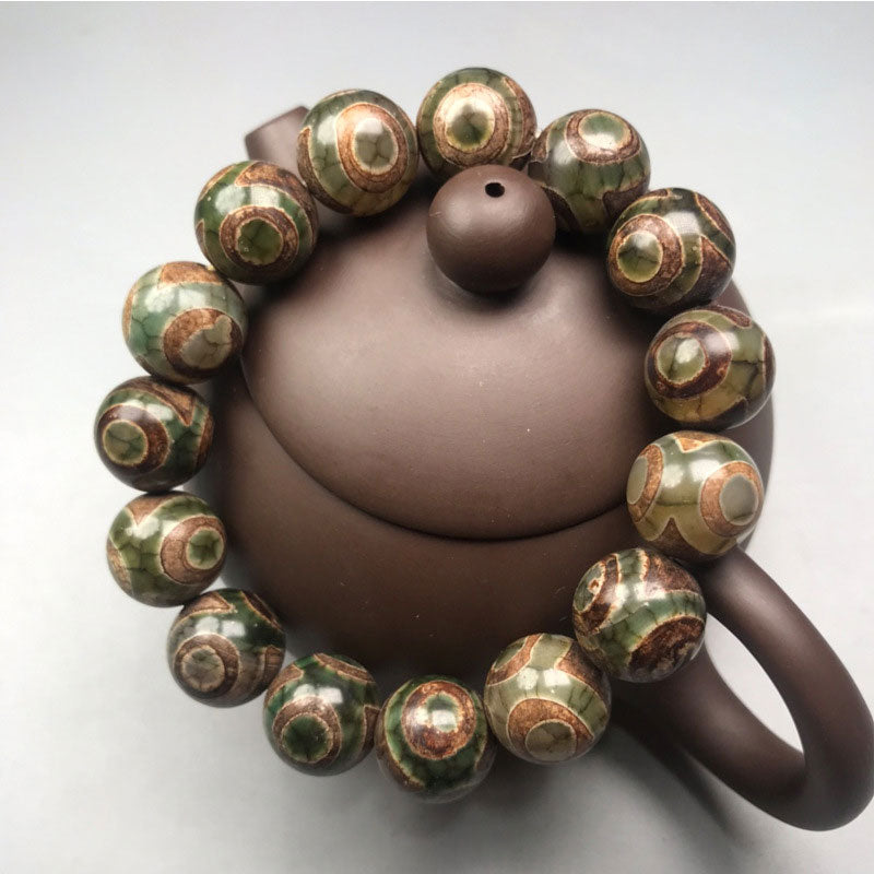 Buddha Stones三眼ビーズサードニクス幸運ブレスレット