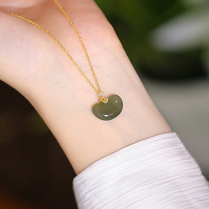 Buddha Stones925 スターリングシルバー 天然和田翡翠 シアン翡翠 幸運の笑う仏陀 蝶のネックレスペンダント - 和田翡翠ラブビーン(ランダムカラー) - image 30