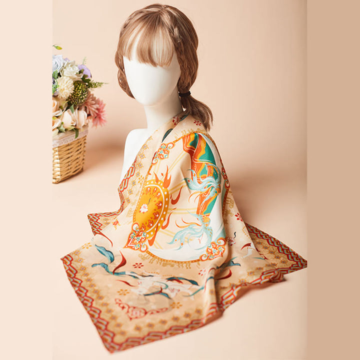 Buddha Stones敦煌日月山 100% 桑シルクスカーフ 敦煌ショール