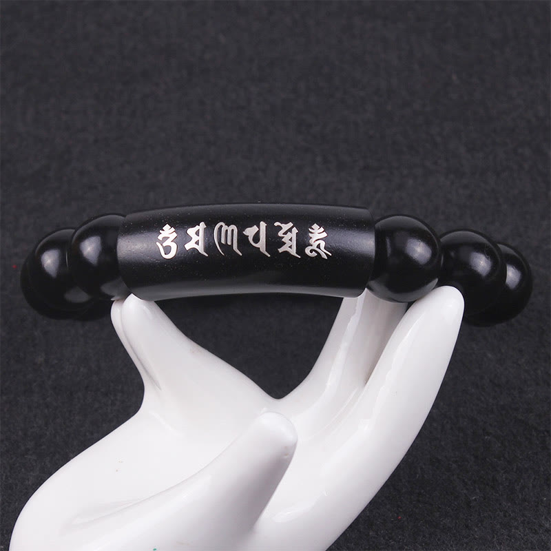 Buddha Stones999 スターリングシルバー黒檀オーム・マニ・パドメ・フム象嵌 バランスブレスレット