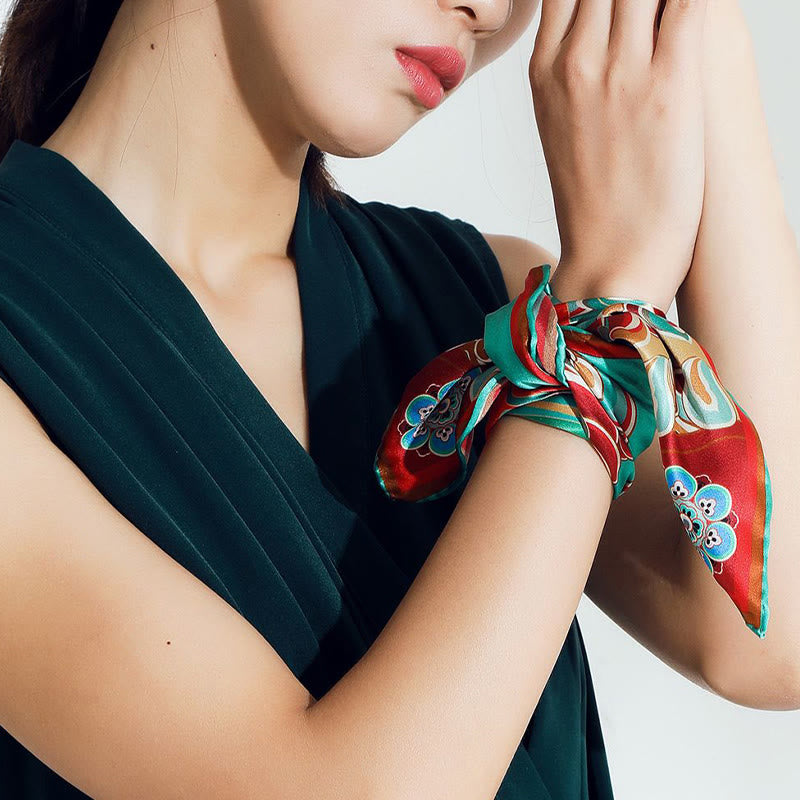 Buddha Stones敦煌 反芻 琵琶 飛翔 フレスコ画 100% 桑絹 スカーフ 高級 6A 敦煌 ショール