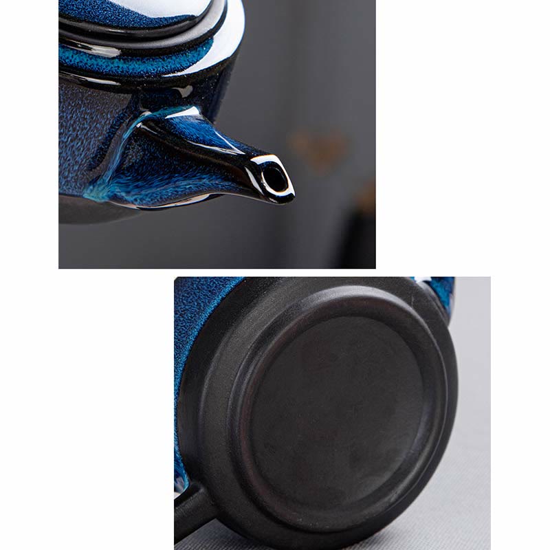 Buddha Stonesブルーグラデーションカラー 中国功夫茶 陶器ティーポット ポータブルギフトバッグボックスセット