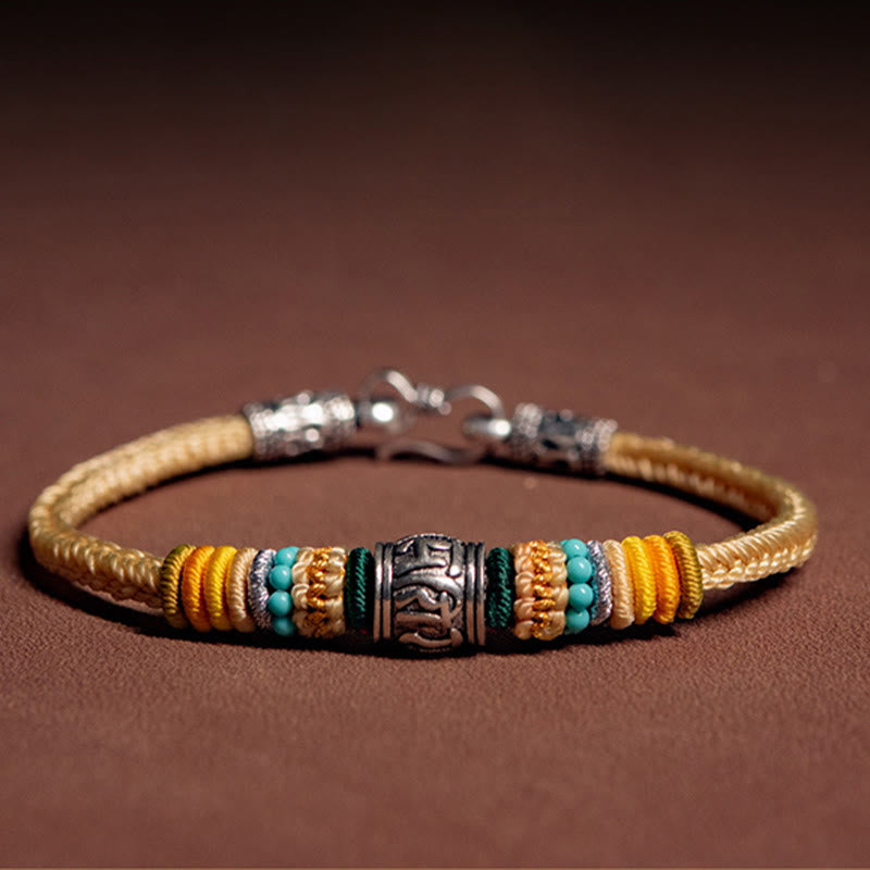 Buddha Stonesハンドメイド925スターリングシルバーチベットオーム・マニ・パドメ・フムピュリティ編みブレスレット - image 2