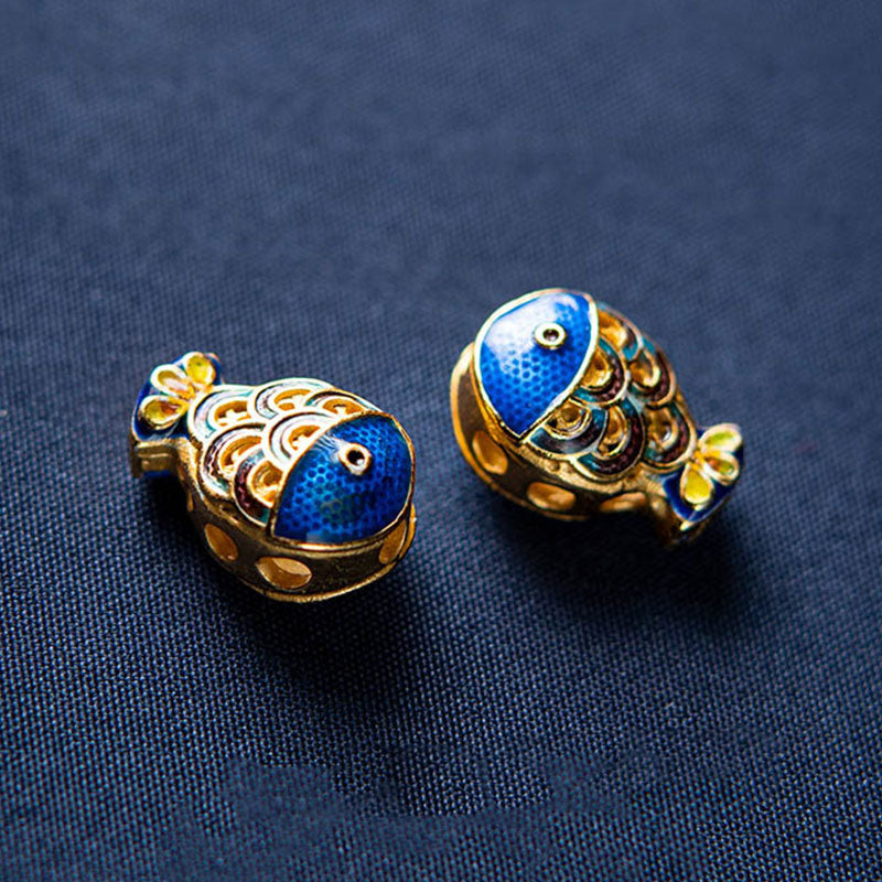 Buddha Stones天然アクアマリンラズライトフィッシュヒーリングブレスレット