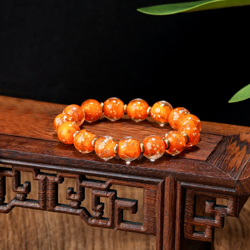 Buddha Stones金呑み獣ファミリーチャーム 光る蛍光Liuliガラスビーズ 成功ブレスレット