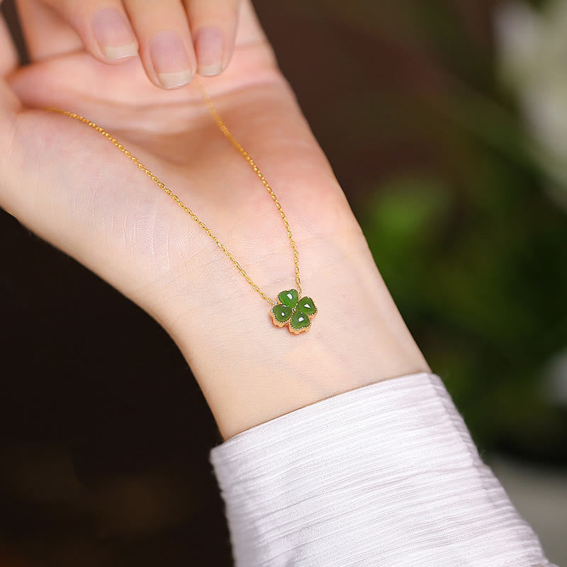 Buddha Stones925 スターリングシルバー 天然和田翡翠 シアン翡翠 幸運の笑う仏陀 蝶のネックレスペンダント - シアンジェイド四つ葉のクローバー - image 40