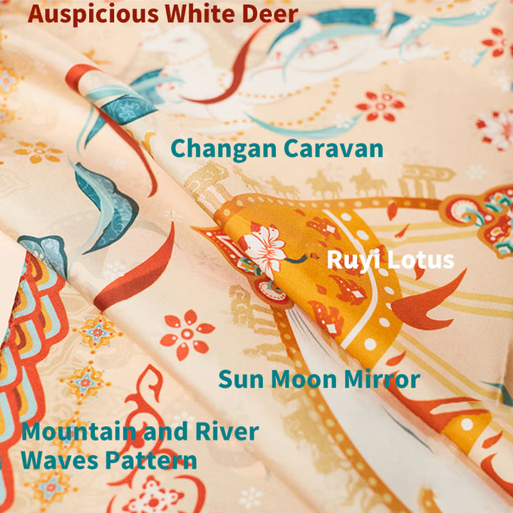 Buddha Stones敦煌日月山 100% 桑シルクスカーフ 敦煌ショール