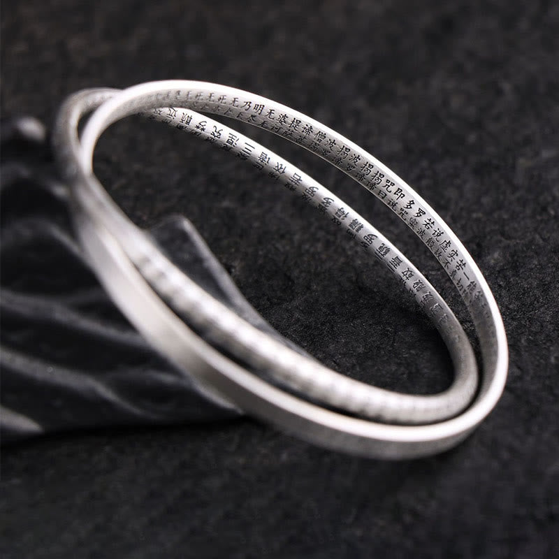 Buddha Stones999スターリングシルバー 般若心経彫刻守護ブレスレットバングル - image 5