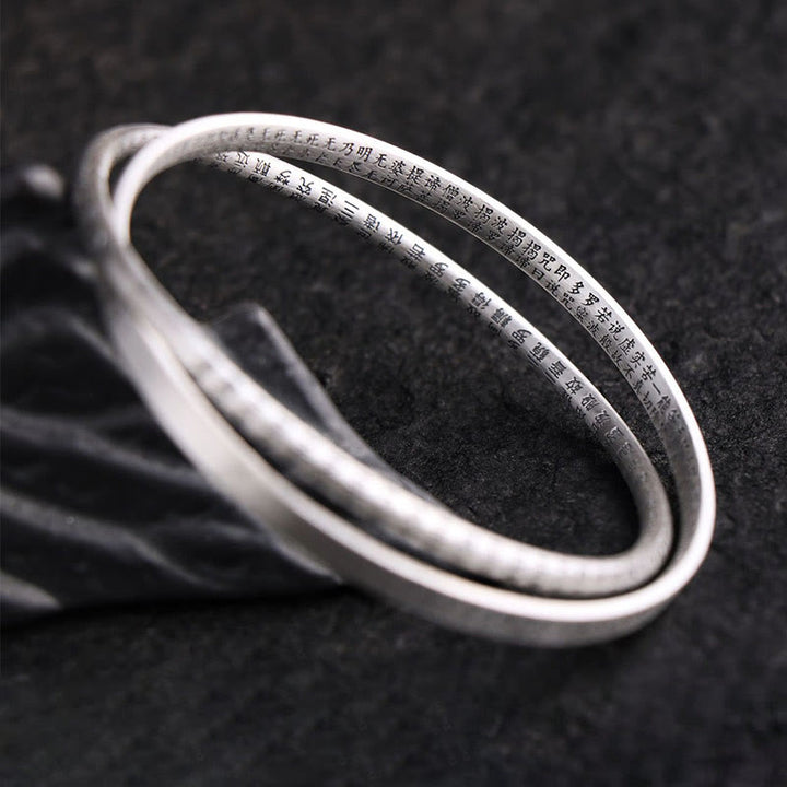 Buddha Stones999スターリングシルバー 般若心経彫刻守護ブレスレットバングル - image 5