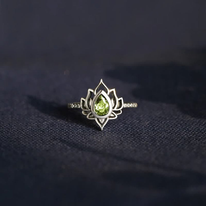 Buddha Stonesスターリングシルバーロータスジルコン祝福保護リング