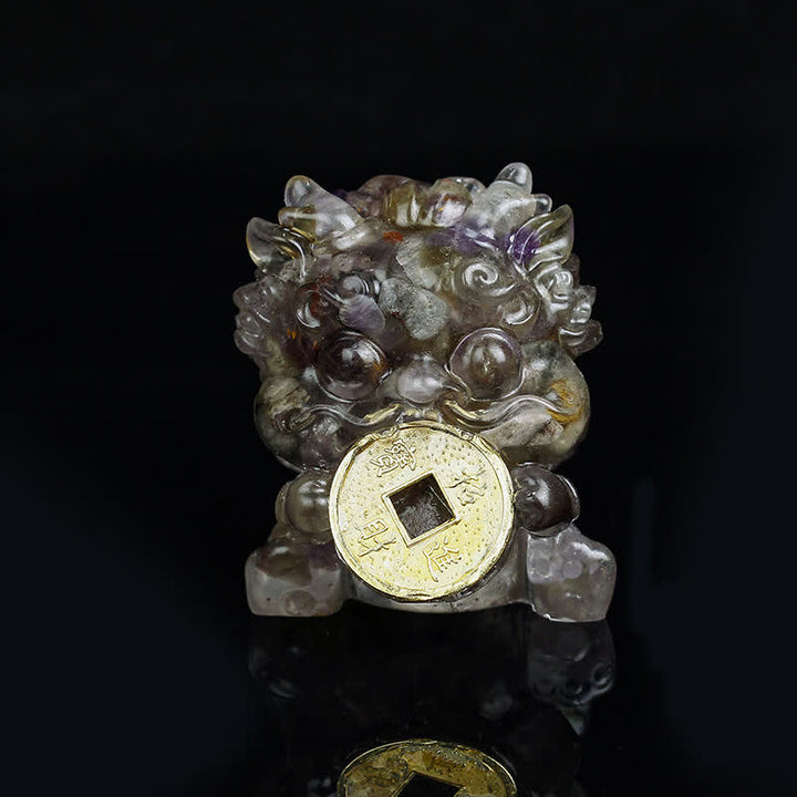 Buddha Stones手作り かわいい 貔貅 金貨 クリスタル 風水 エネルギー 富 幸運 家の装飾