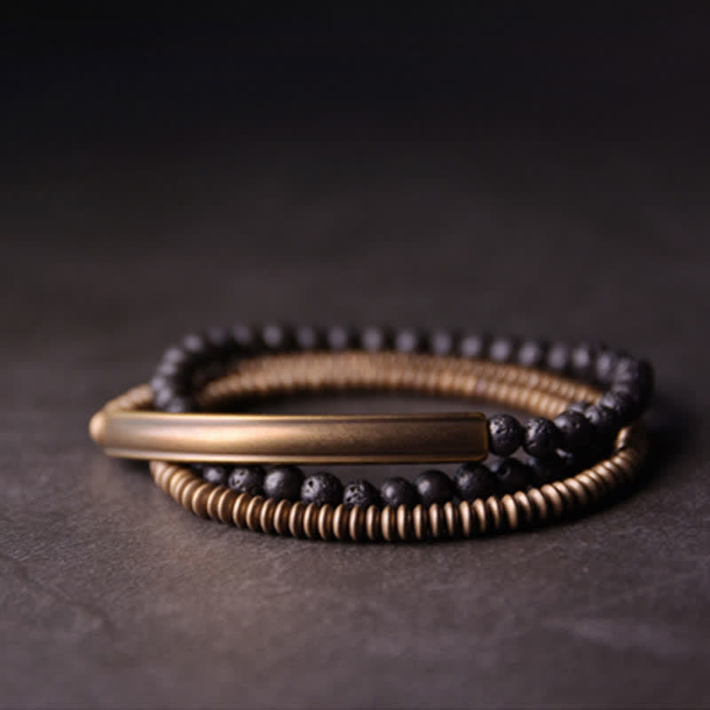 Buddha Stonesヴィンテージ溶岩銅サポートブレスレット