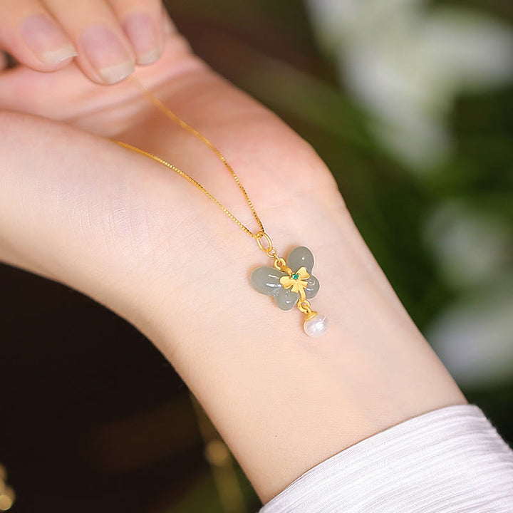 Buddha Stones925 スターリングシルバー 天然和田翡翠 シアン翡翠 幸運の笑う仏陀 蝶のネックレスペンダント - バタフライパール - image 34