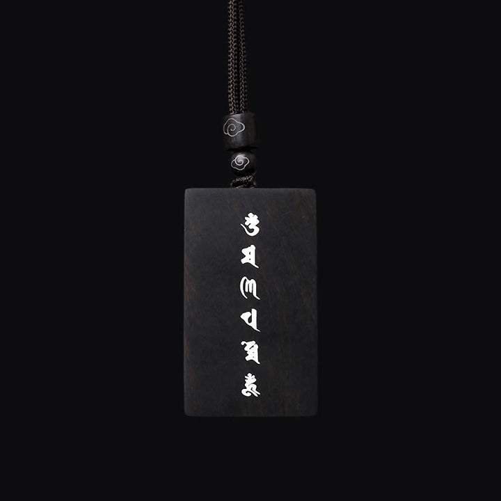 Buddha Stones999 スターリングシルバー小葉紫檀黒檀オーム・マニ・パドメ・フム象嵌 守護ネックレスペンダント - image 11