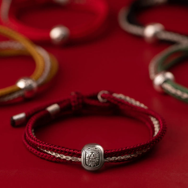 Buddha Stones925 スターリングシルバー チベット ザキラム 富と幸運の女神 ロープブレスレット