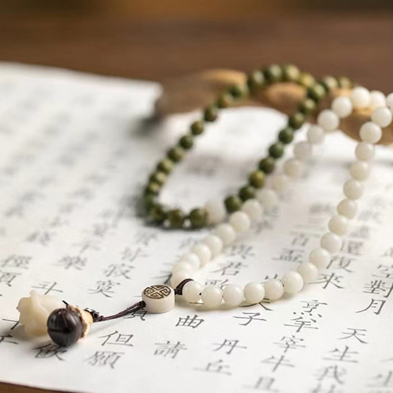 Buddha Stones天然グリーンサンダルウッド 菩提樹の癒しのブレスレット