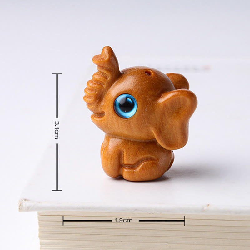 Buddha Stones白檀の小葉 紅檀 緑檀 幸運のミニ象の彫刻 守護装飾